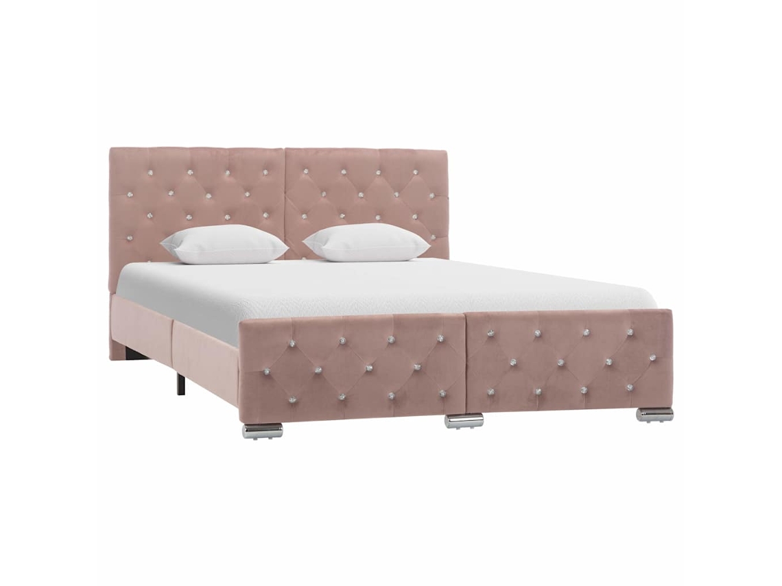 Bed Frame, Bed Frames Vidaxl Cor-de-rosa Veludo (140 X 200 Cm)