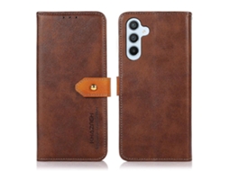 Capa De Celular Flip Em Couro Texturizado De Vaca Bicolor Khazneh Para Samsung Galaxy M35