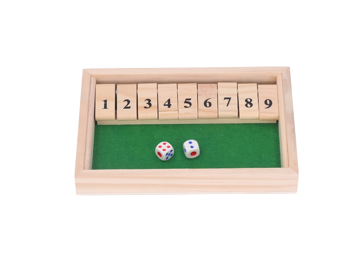 Mali jogo de Tabuleiro de Dados de Madeira 9 Números Flip Tiles Portátil para Festas e Reuniões Verdes