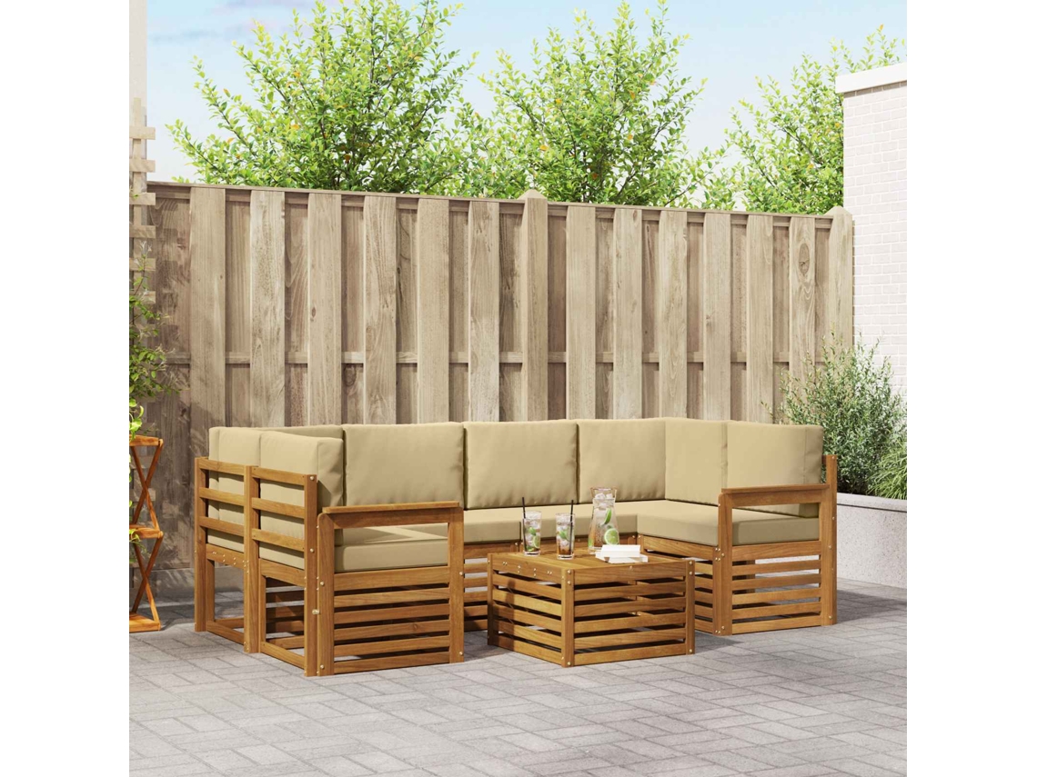 Vidaxl Conjunto De Sofás Para Exterior 7 Unid. Natural E Bege