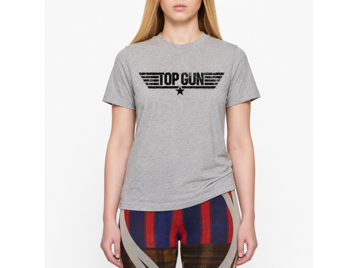 Rockinstone Top Gun Movie Logo Heather Gray Adult Shirt Size:m