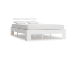 Vidaxl Estrutura De Cama Com Cabeceira 140x200 Cm Pinho Maciço Branco