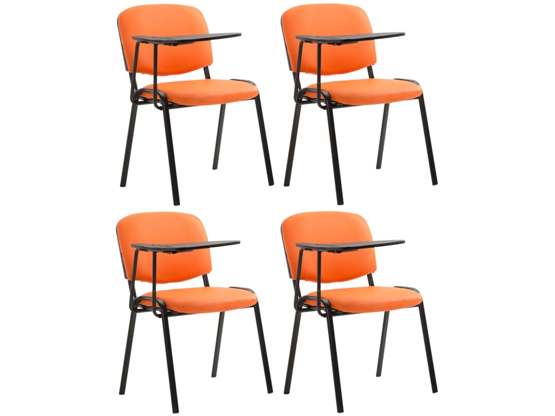 Conjunto de 4 cadeiras Ken com mesa rebatível em imitação de pele laranja CLP