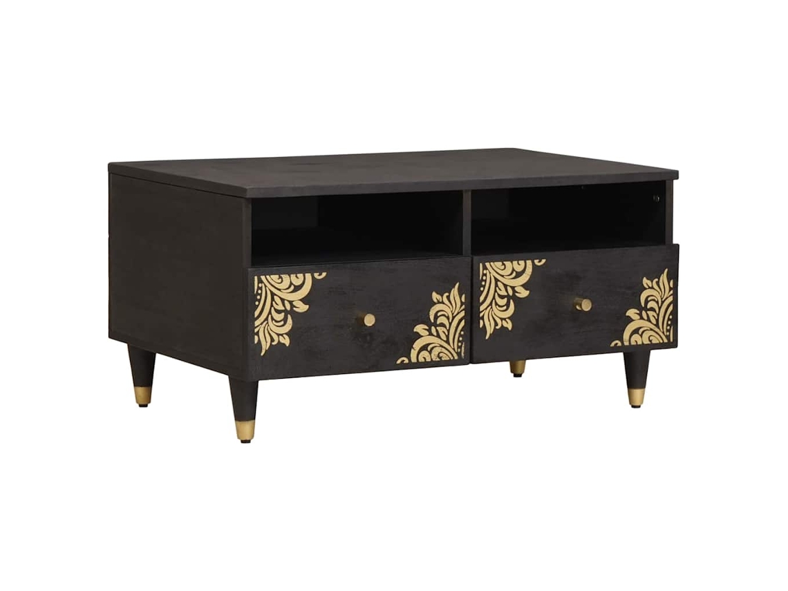 Conjunto 1 Mesa De Café Moderna Vidaxl Castanho Madeira De Mangueira Maciça (80 X 54 X 40 Cm)