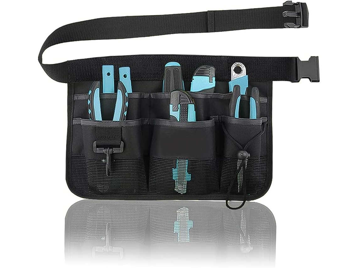 Bolsa Porta-ferramentas, 8 Bolsos, Cor Preta, Ajustável, Para Jardinagem, Floricultura, Poda E Trabalhos Manuais
