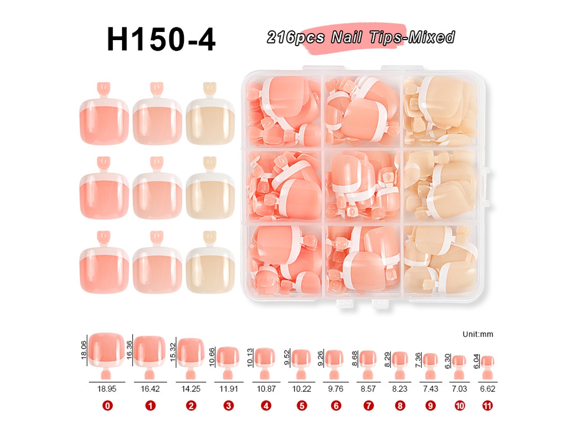 Extensões De Unhas/unhas Postiças (em Caixa)conjunto De 216 Pontas Para Manicure Francesa H150-4