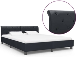 Bed Frame, Bed Frames Vidaxl Preto Couro Artificial (180 X 200 Cm)