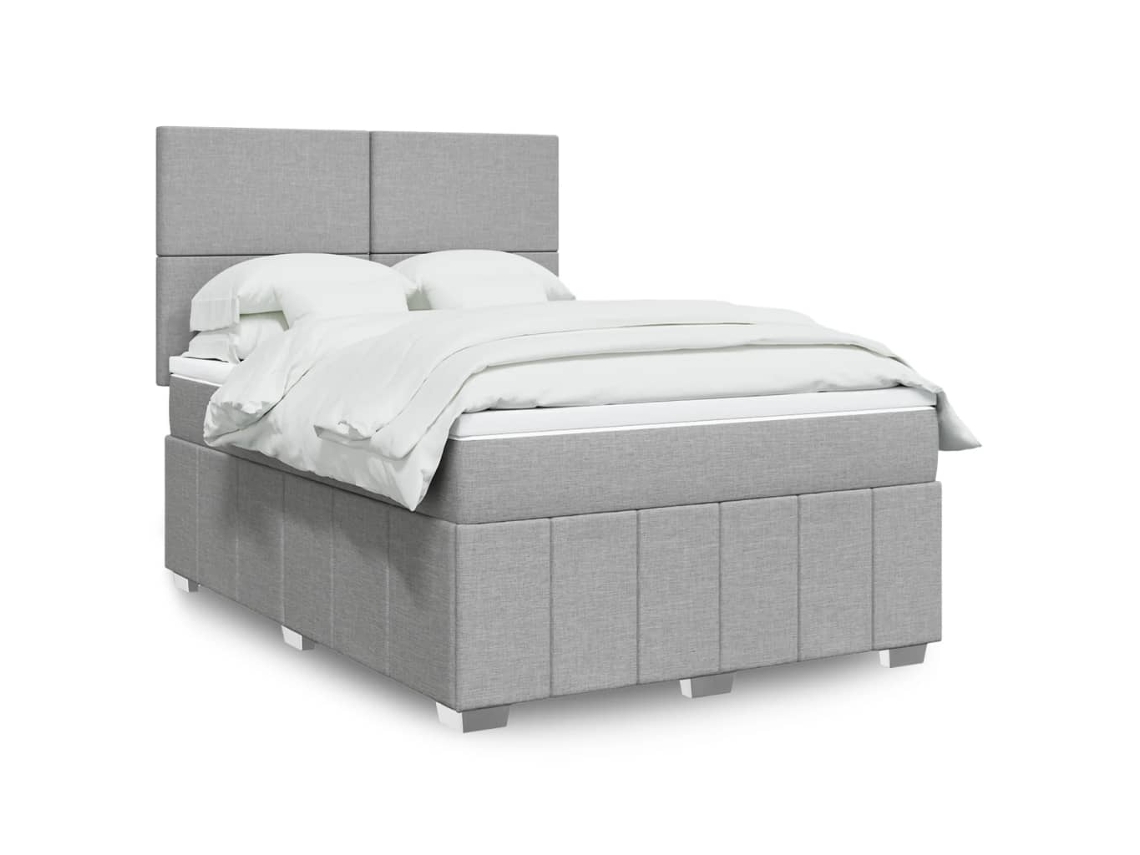 Vidaxl Cama Com Molas/colchão 140x200 Cm Tecido Cinzento-claro