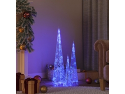 Vidaxl Conj. Cones Decorativos C/ Leds Azuis Acrílico 30/45/60 Cm