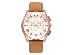 Relógio digital clássico e elegante para homem, com mostrador redondo e pulseira em couro PU, estilo executivo (marrom).