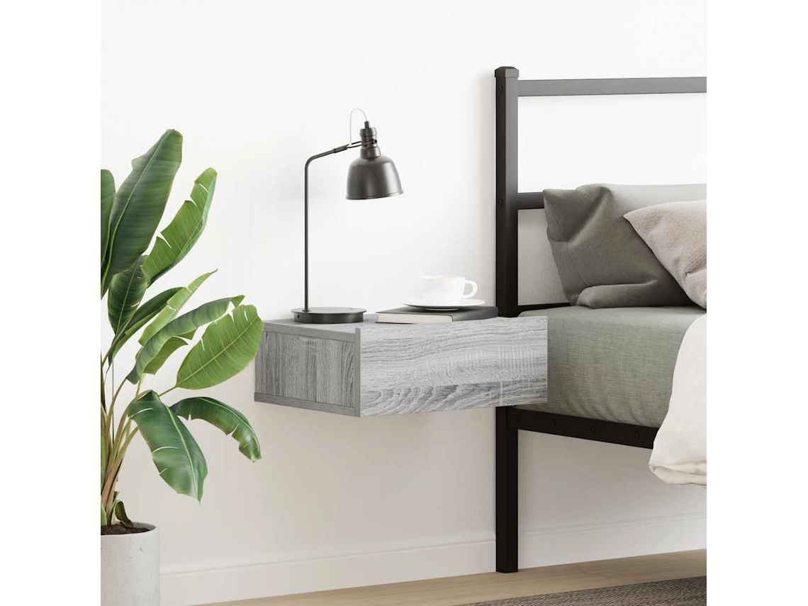 Vidaxl Mesa Cabeceira Suspensa 40x30x15 Cm Madeira Proc. Sonoma Cinza