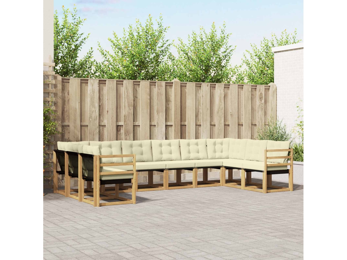 Vidaxl Conjunto De Sofás Para Exterior 10 Unid. Branco E Creme