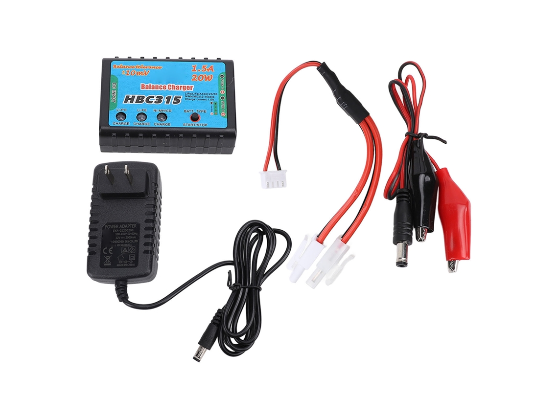 Carregador de balanceamento portátil de 20 W para baterias de lítio NiMH de 2 a 10 células para RC, com baixo consumo de energia.