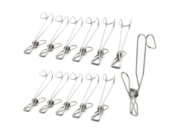 Prendedores de roupa em aço inoxidável, 12 unidades multiuso, à prova de vento, delicados com roupas sensíveis, armazenamento compacto.
