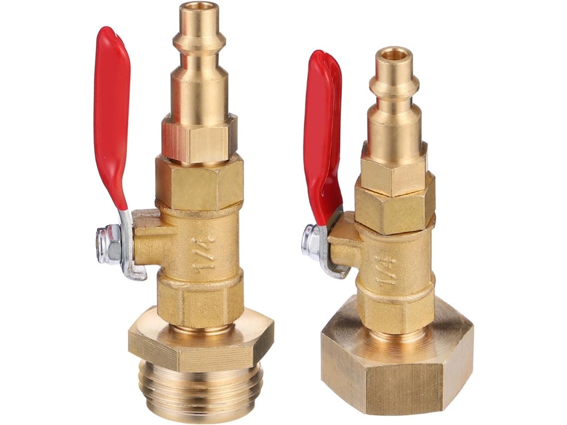 Conjunto De 2 Adaptadores Rápidos Winterize Em Cobre Com Válvula