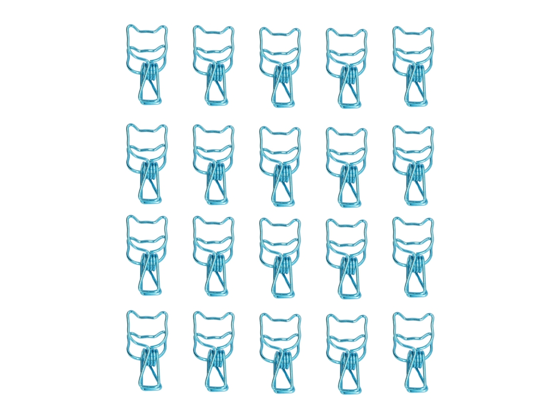20 Clips de Papel Decorativos de Metal, Resistentes, Reutilizáveis, Design Elegante para Escritório, Azuis