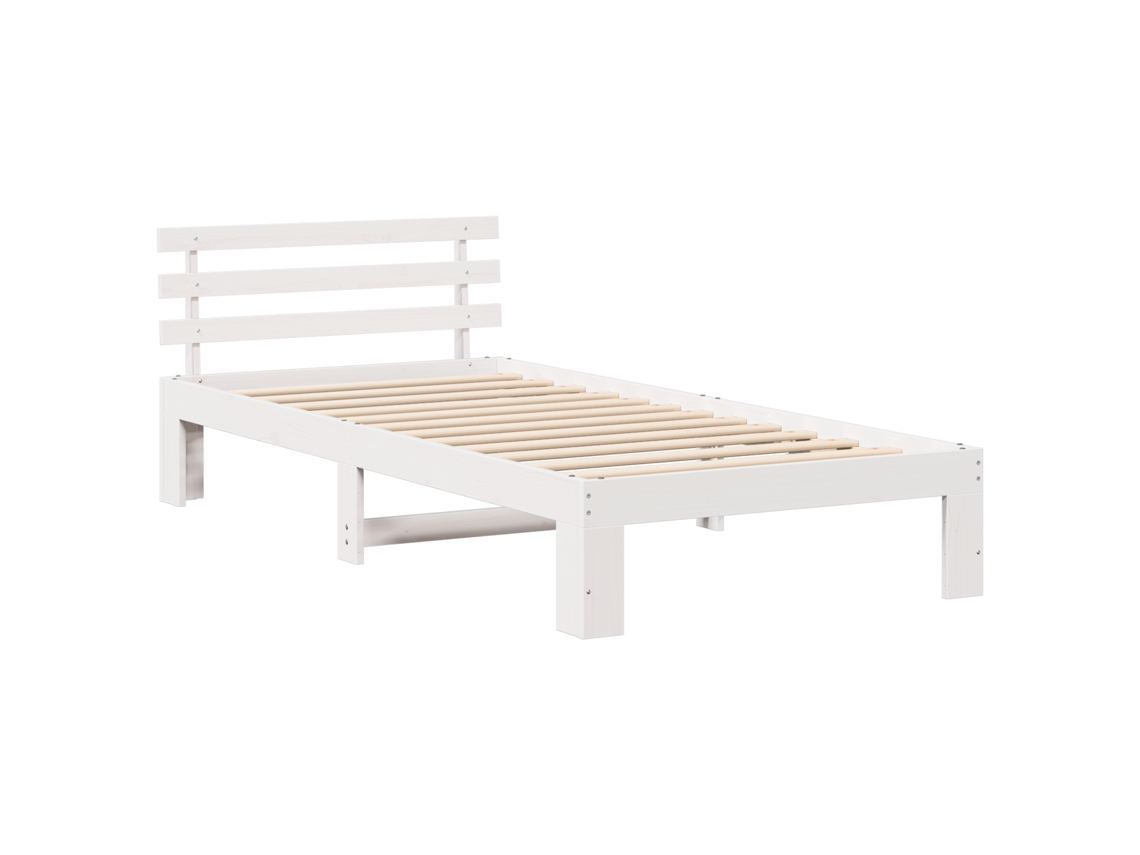 Conjunto 1 Estrutura De Cama Moderna Vidaxl Branco Madeira De Pinho Maciça (80 X 200 Cm)