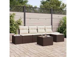 Vidaxl Conjunto De Sofá De Jardim 6 Unid. Castanho Vime Pe