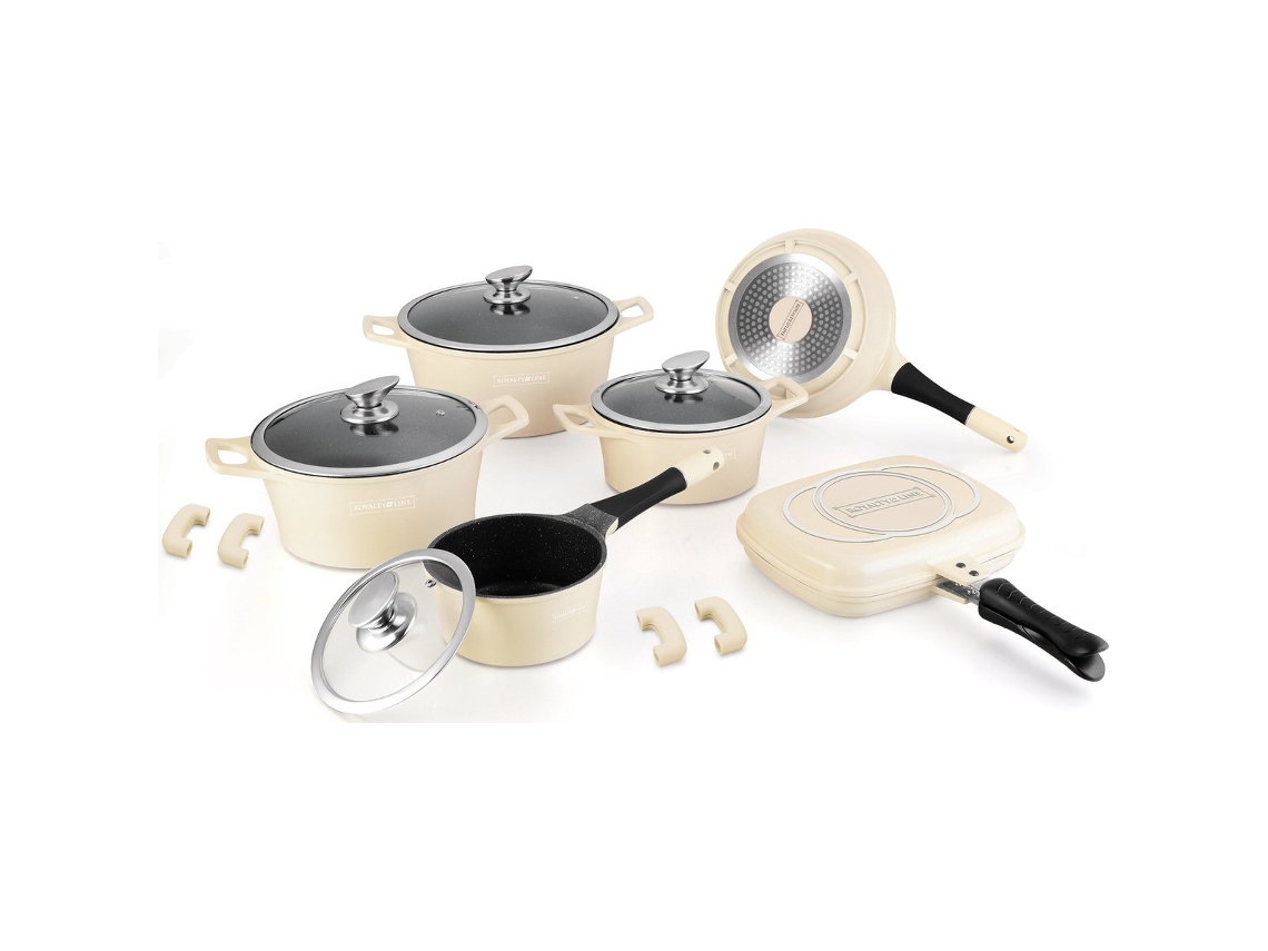 Conjunto de Caçarolas de 15 Peças com Revestimento de Mármore Bege NORTHIX
