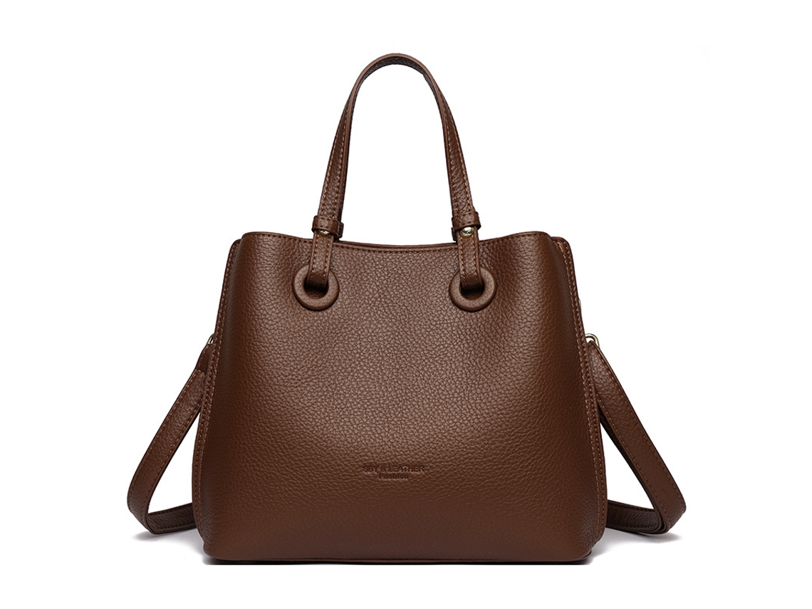 Bolsa Transversal Feminina, Bolsa De Ombro Em Couro Vegano, Com Alça De Ombro Ajustável Castanho-café Siurn