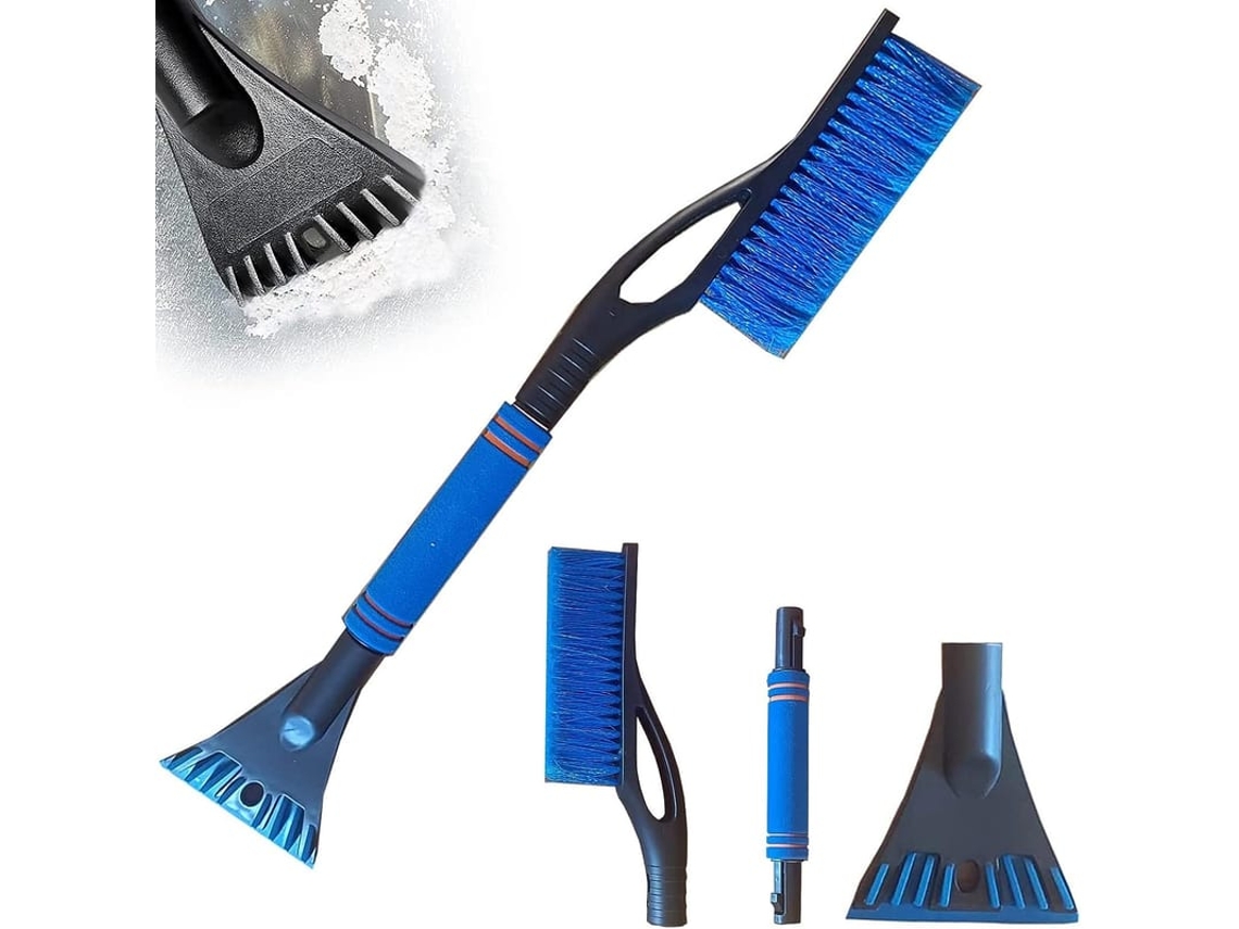 Pincel De Remoção De Neve Para Carro, Raspador De Gelo 2 Em 1, Telescópico, Azul