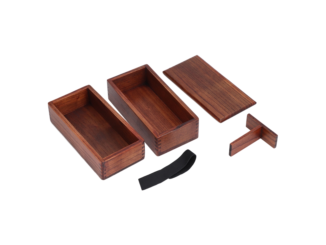 Ronjoe-caixa De Almoço De Madeira Natural 2 Camadas Bento Stackable Utensílios De Cozinha