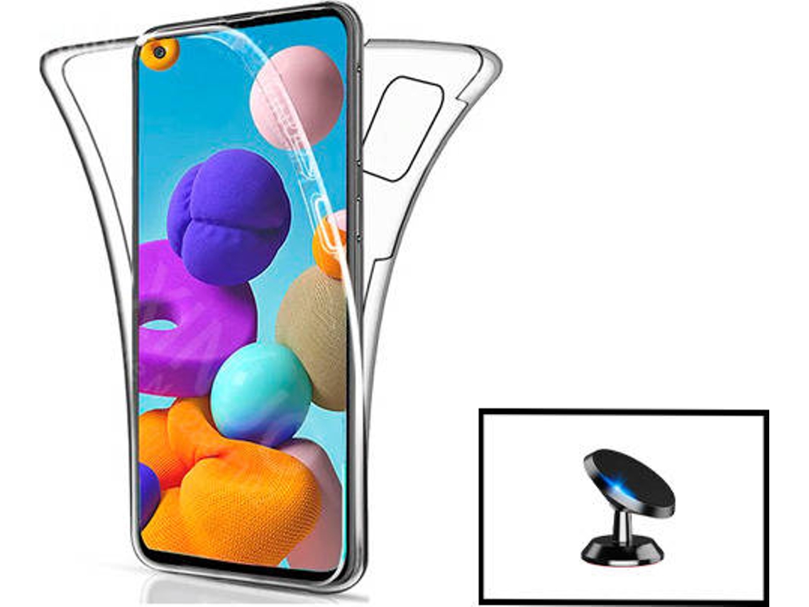 Kit Capa + Suporte Magnético Samsung Samsung Galaxy A12 G4M Transparente e Branco