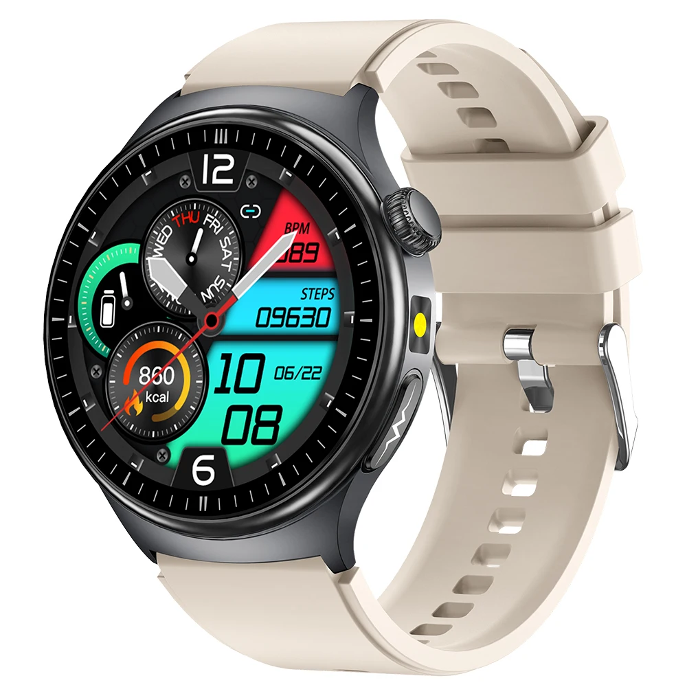 Smartwatch Com Tela Sensível Ao Toque Amoled De 1,43 Polegadas (silicone Branco-creme) E Chamadas Bluetooth.