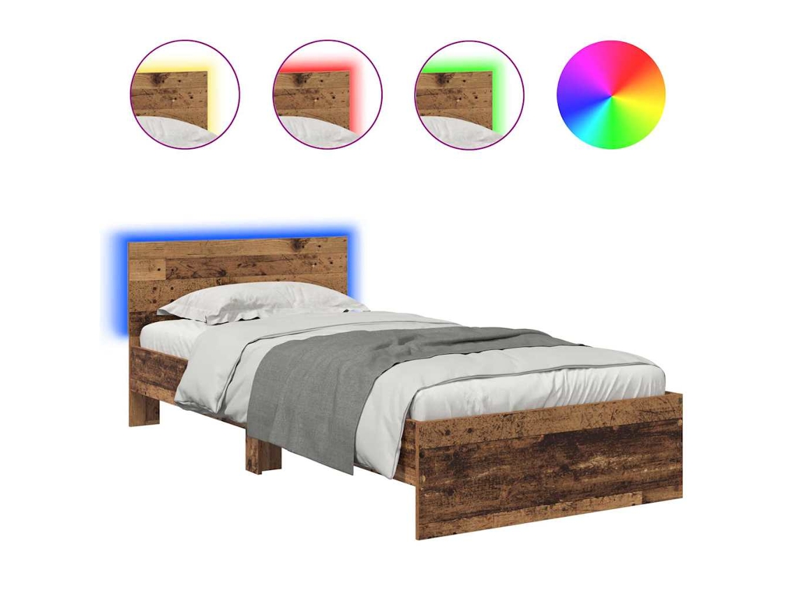 Estrutura da Cama com Cabeceira Madeira Antiga 100x200 cm MAISON EXCLUSIVE