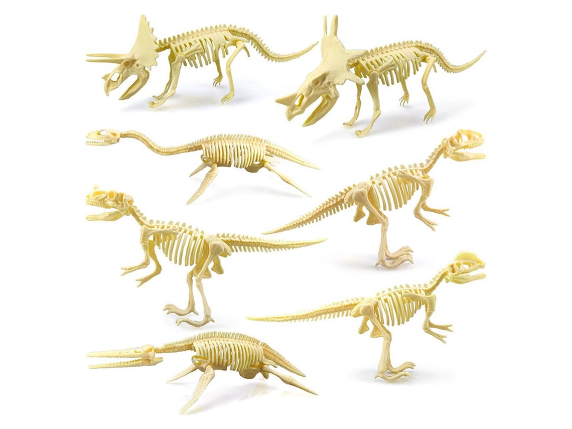 7 Pcs Esqueletos De Fósseis De Dinossauros Brinquedos De Ossos Para Crianças Brinquedos Arqueológicos