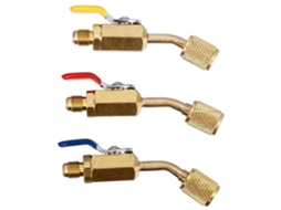 Adaptador de válvula de esfera Cotovelo em cobre para mangueiras de recarga de refrigerante