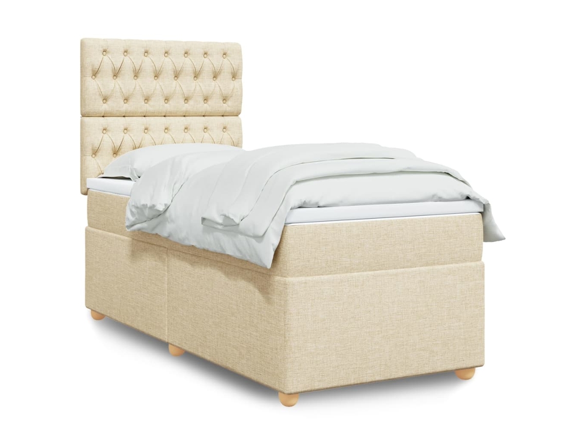 Vidaxl Cama Com Molas/colchão 90x200 Cm Tecido Cor Crème