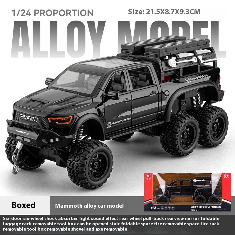 (preto) Simulação De Modelo De Caminhão Gigante Em Escala 1/24, Feito Em Metal Fundido