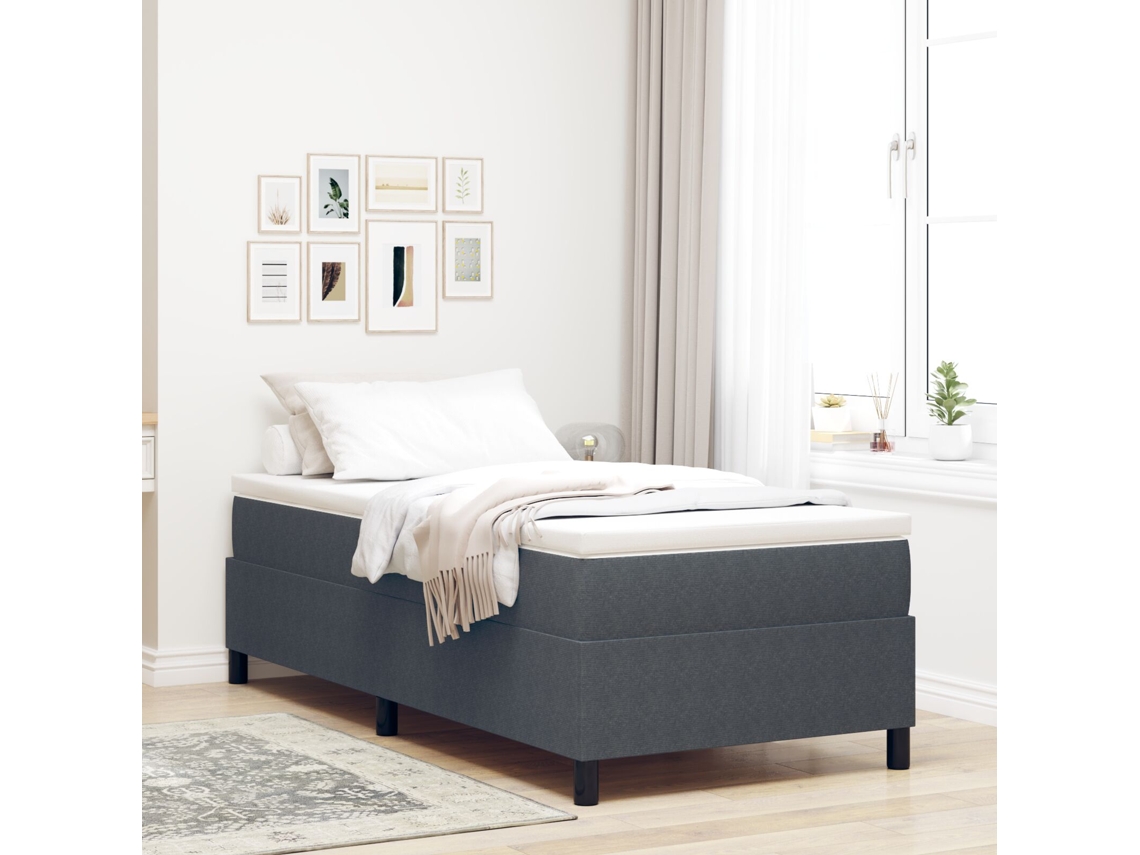 Sommier De Solteiro Cinza Corduroy Lovely Home Madeira Tecido Cinzento (90x190cm)