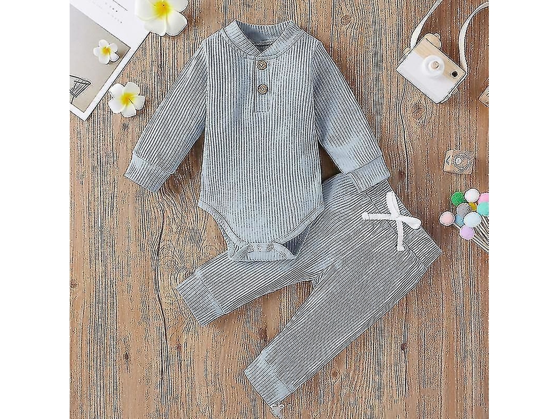 2026 conjunto Bebê 2 Peças com Blusa Manga Longa e Shorts de Cintura Elástica