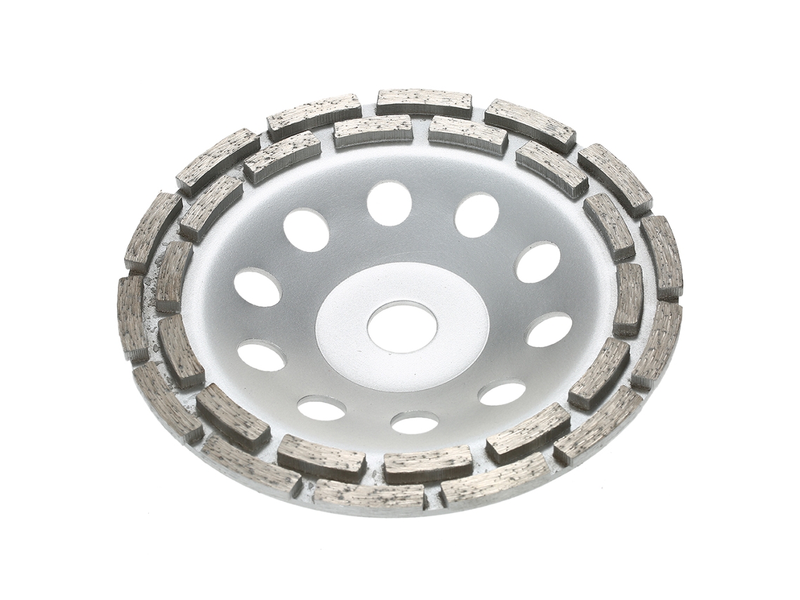 Disco de desbaste diamantado de 7 polegadas com 2 fileiras, formato de copo, furo interno de 22 mm para concreto, granito e pedra.