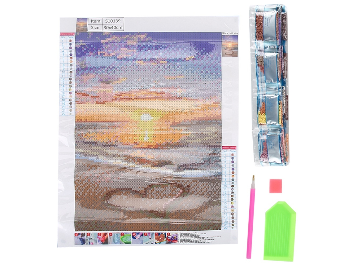 Kit de Pintura com Diamantes 5d para Crianças Diy Rhinestone Litoral 30x40cm Decor Casa | S/MARCA