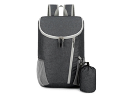 Mochila Dobrável Compacta E Versátil Em Nylon, Ideal Para Camping, Ciclismo E Compras, Na Cor Cinza Escuro.