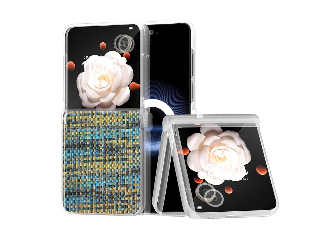 Capa De Celular Em Pu Com Textura Quadriculada, Moldura Translúcida Fosca Em Três Partes Para Honor Magic V Flip.