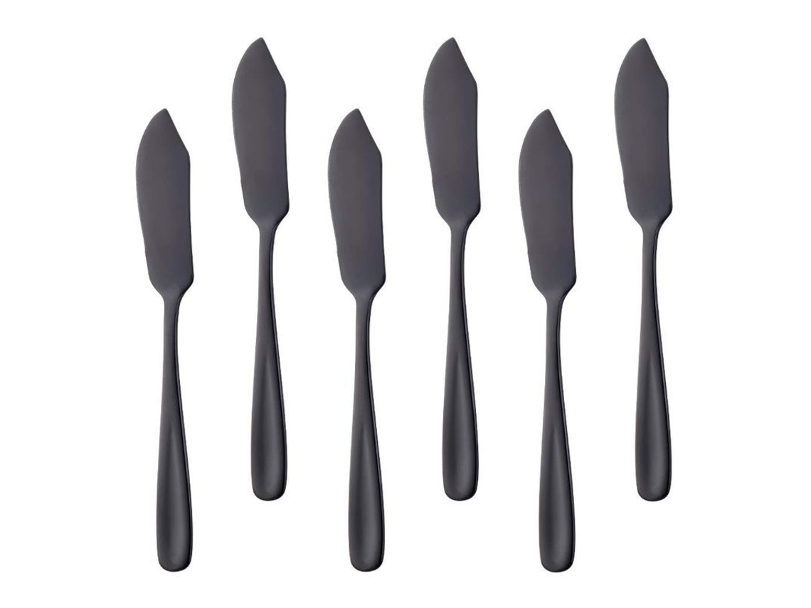 Cuchillos De Mantequilla De Acero Inoxidable 304, Esparcidores De Queso Negros 6 Piezas Para Mermelada Crema Desayuno