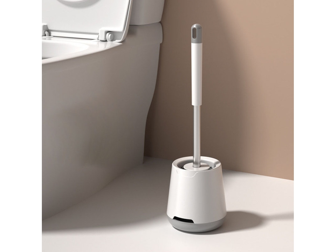 Escova Wc Com Suporte - Conjunto Escova Sanita - Plástico - Branco