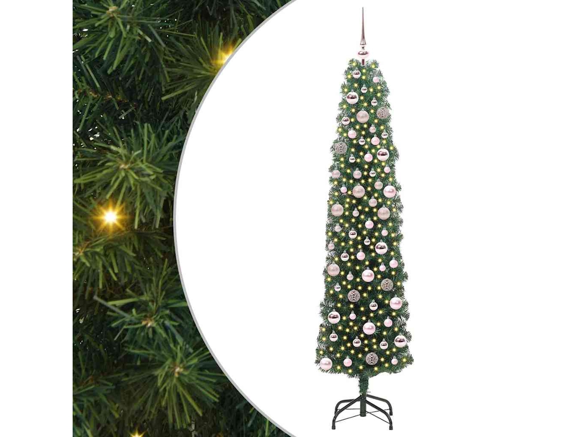 Árvore De Natal Slim Moderna Vidaxl Verde Pvc (180 Cm)