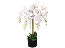 Vidaxl Planta Orquídea Artificial Com Vaso 75 Cm Branco