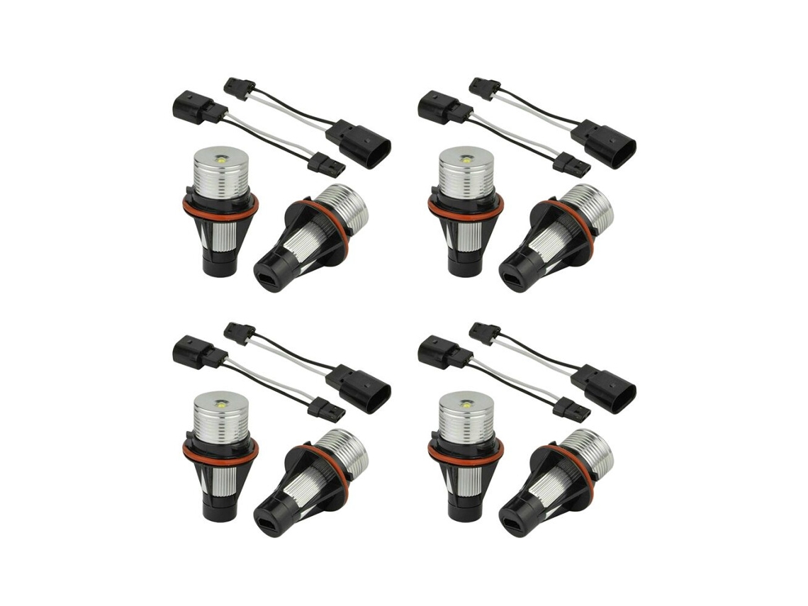 Kit com 4 Pares de Lâmpadas Led "angel Eye" Brancas 8000k Compatível com E39, E53, E60, E63, E64, E66, E87 (séries 5, 6, 7, X3, X5) (halo)