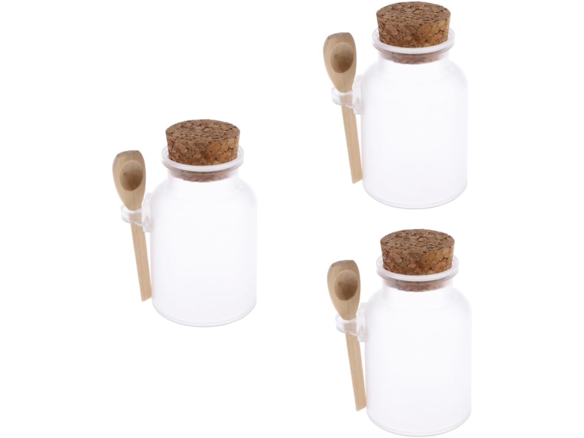 De 3 Potes Para Sais De Banho Com Tampas, Recipiente Para Frasco Com Colher.