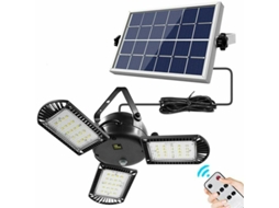 60 Led Luz Solar de 3 Cabeças com Temporizador À Prova D'Água Dobrável com Controle Remoto Painéis Solares para Estacionamento e Jardim