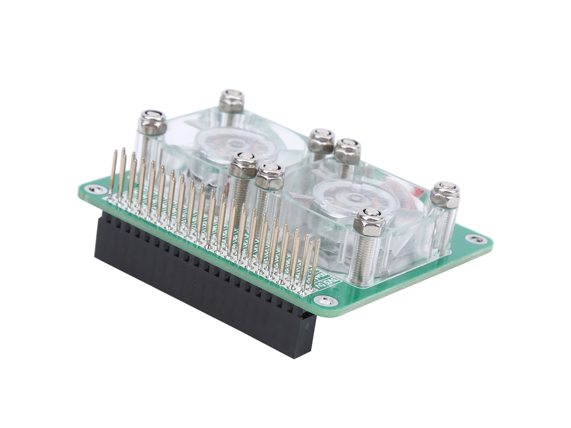 Cooler Com Dissipador Transparente E Dois Ventiladores Para Raspberry Pi 3a+ 3b 3b+ 4b (dc5v)