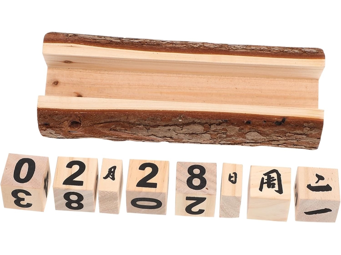 Calendário De Blocos Madeira: Mesa Prático Com Madeira Giratórios Para