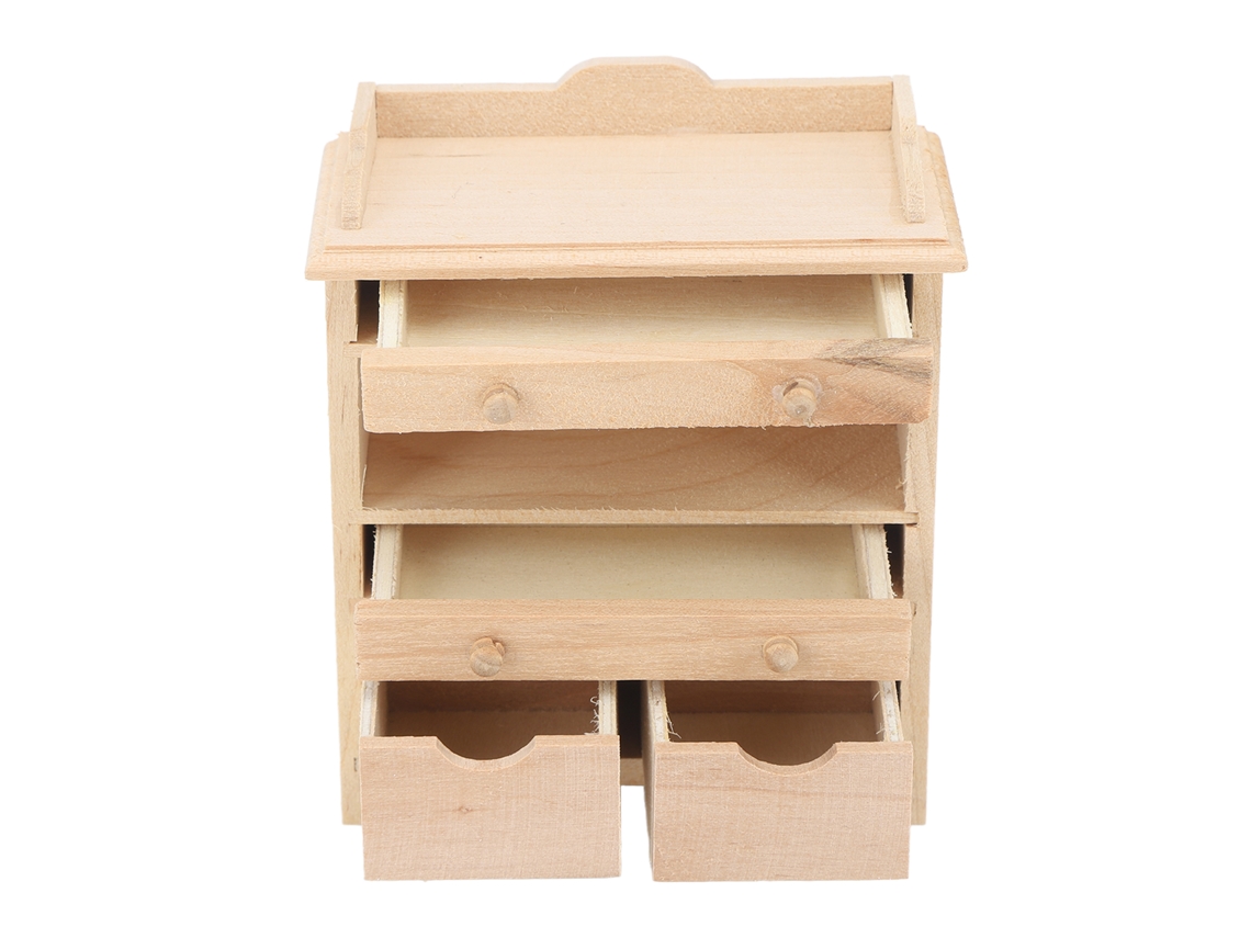 Primerox armário com Gavetas Miniatura Casa de Bonecas 1:12 Madeira Maciça Decoração Diy Brinquedo