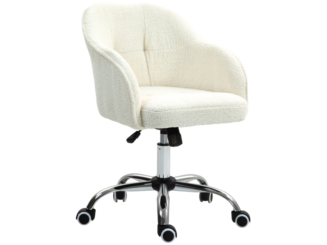 Cadeira de Escritório ergonômica ajustável com assento e encosto estofados creme S/MARCA